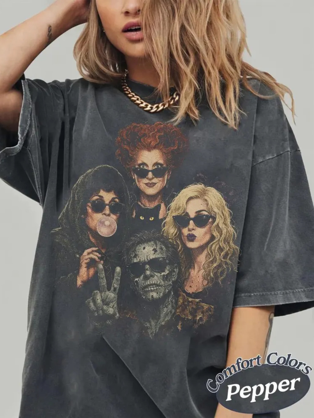 Retro Halloween Hocus Pocus Portrait Selfie Comfort Colors Tee Billy Butcherson